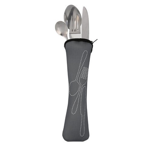 SET 4 CUBIERTOS QUID VIBA FUNDA NEOPRENO GRIS